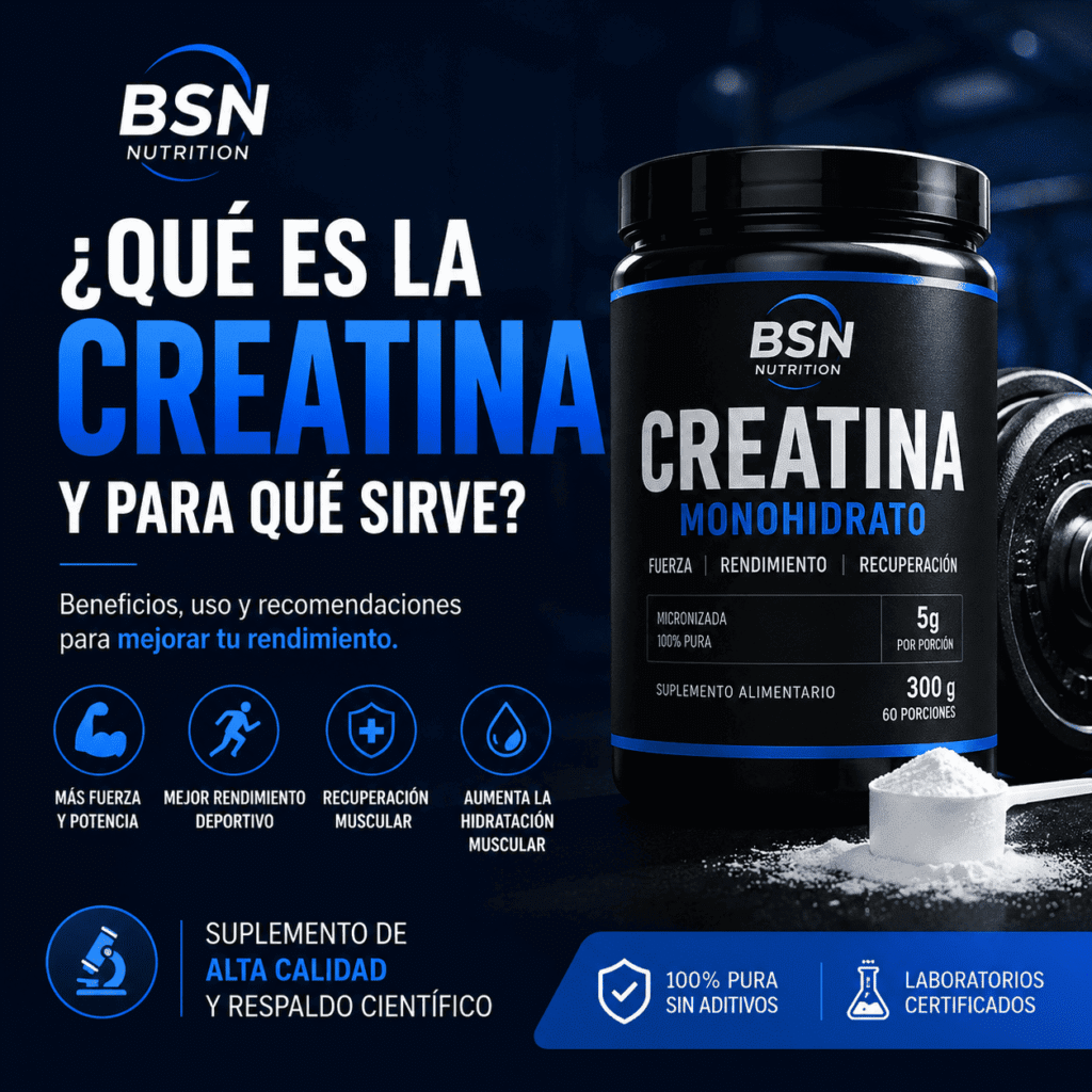¿Qué es la creatina y para qué sirve? Beneficios, uso y recomendaciones sobre creatina monohidrato para mejorar el rendimiento deportivo.