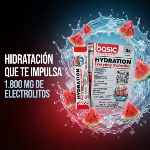 Electrolitos Basic Hydration sandía 1800 mg con 20 sobres
