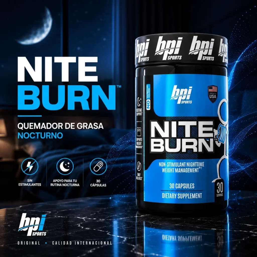 BPI Sports Nite Burn quemador de grasa nocturno sin estimulantes 30 cápsulas