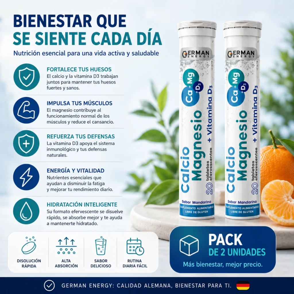 Calcio Magnesio Vitamina D3 Pack 2 German Energy tabletas efervescentes