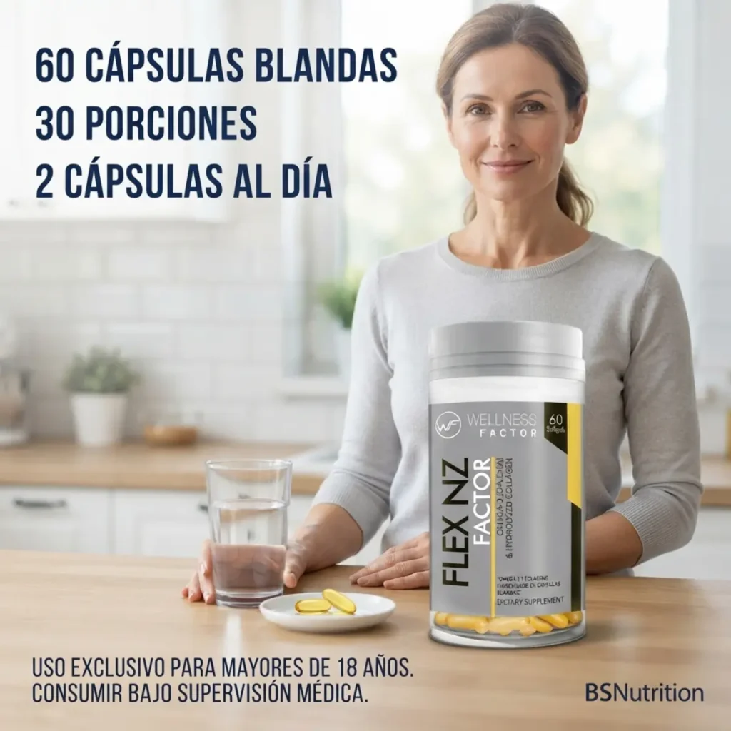 FlexNz Wellness Factor 60 cápsulas blandas, 30 porciones y uso exclusivo para adultos