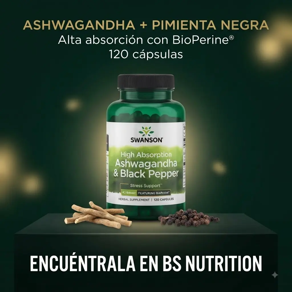Ashwagandha con pimienta negra Swanson de alta absorción 120 cápsulas