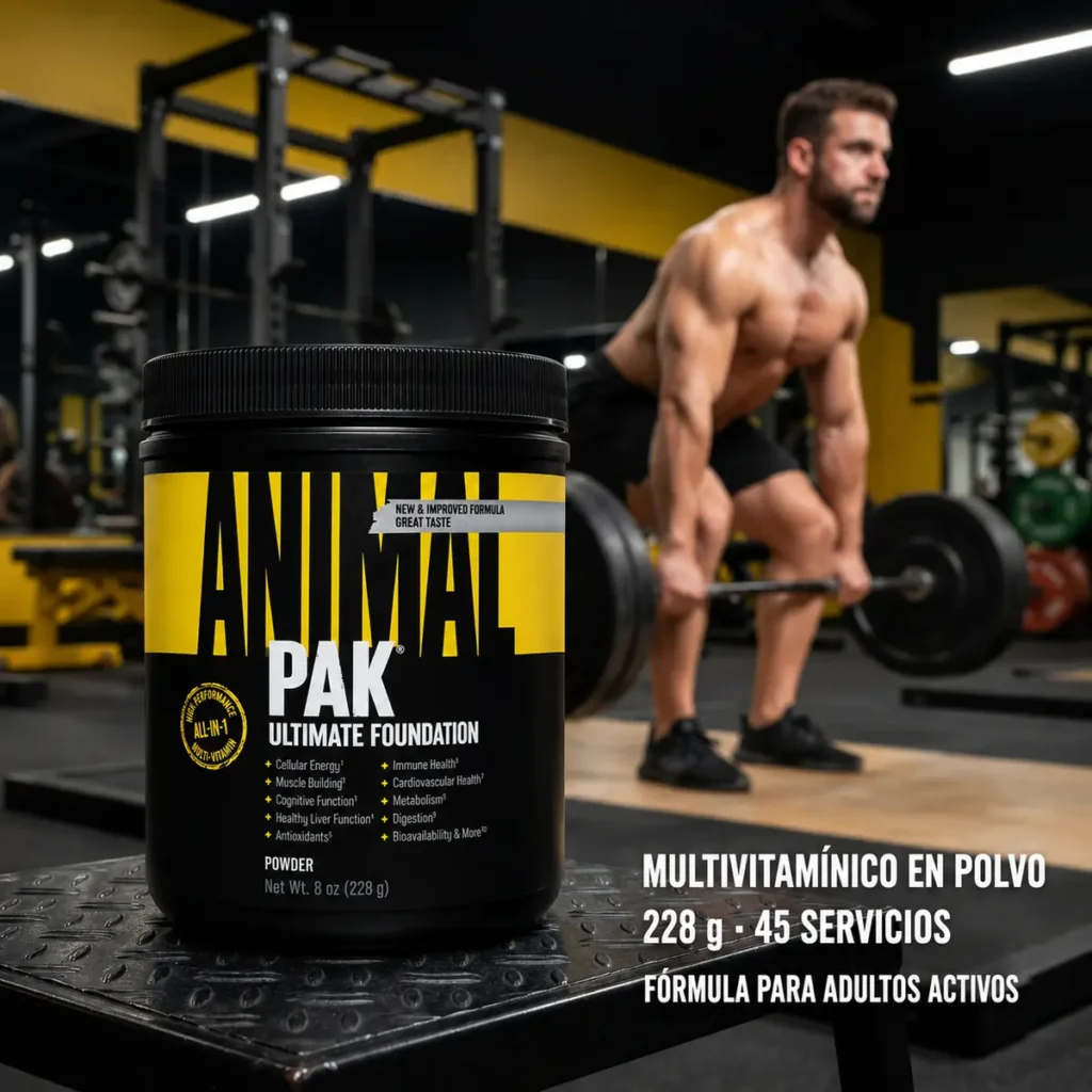 Multivitamínico Animal Pak Powder 228 g con vitaminas, minerales, aminoácidos y 45 servicios aproximadamente