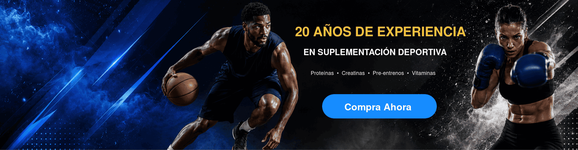 Tienda de suplementos deportivos BSNutrition con 20 años de experiencia en proteínas, creatinas, pre-entrenos y vitaminas.