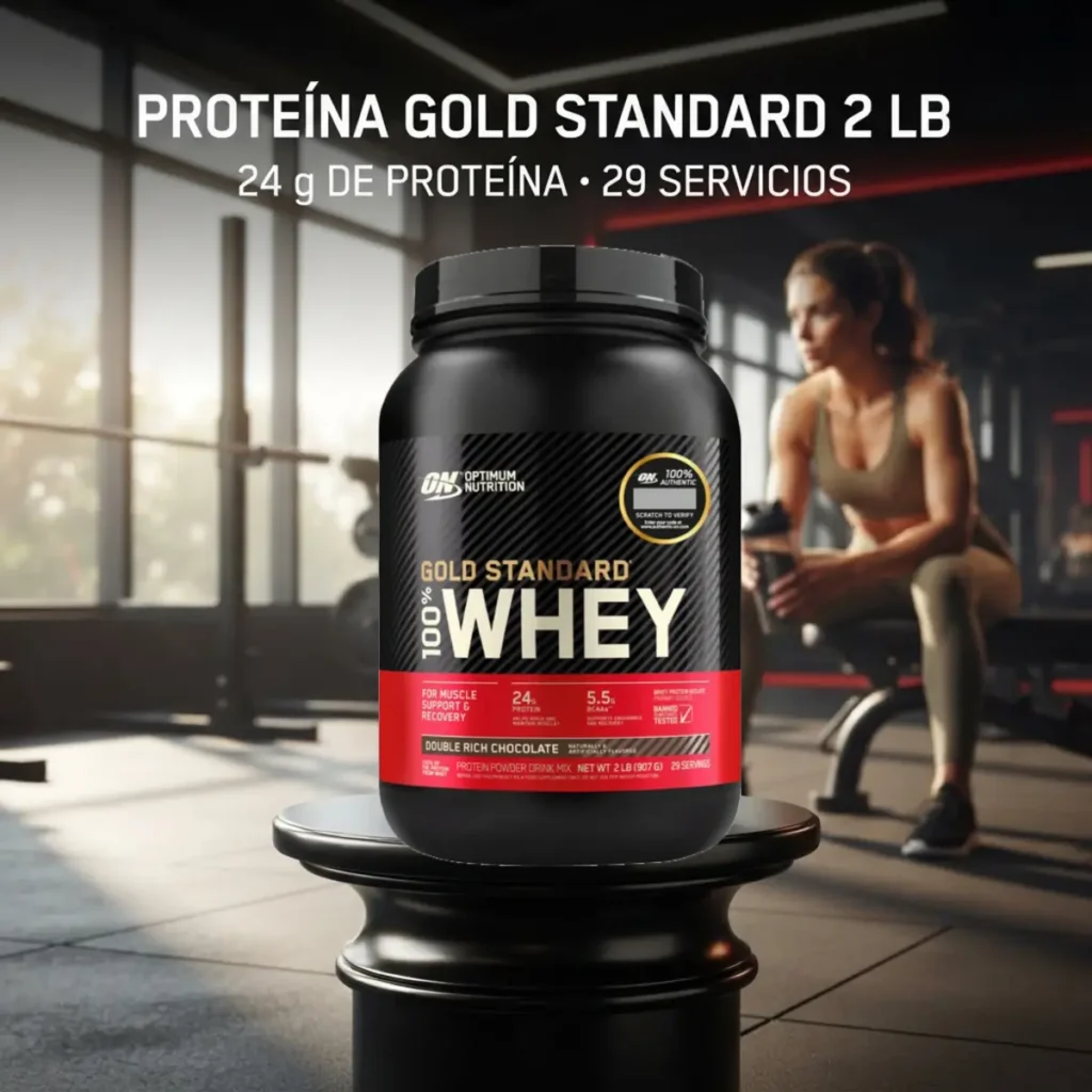 Proteína Gold Standard 2 lb Optimum Nutrition con 24 g de proteína y 29 servicios