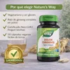 Ginseng Asiático Nature’s Way, frasco de 50 cápsulas veganas con 1.120 mg por porción de dos cápsulas.