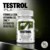 Testrol Platinum GAT Sport 60 tabletas, suplemento masculino con vitamina D3, zinc y extractos vegetales, frasco original blanco y verde.